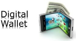 Lommebokmobil med dollarsedler og teksten Digital Wallet